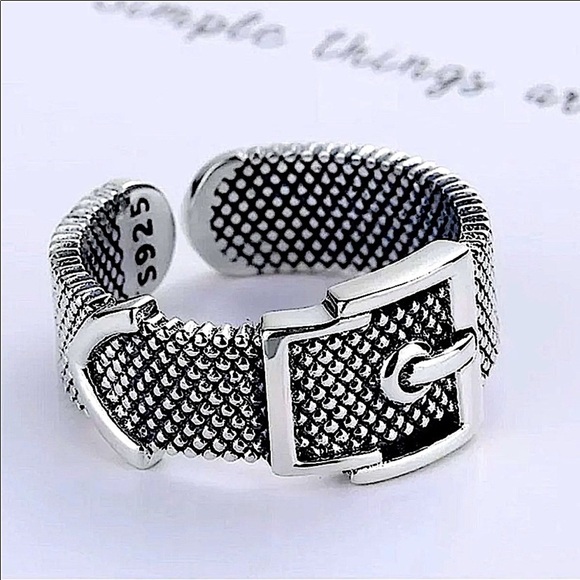 Sterling Silver Buckle Bangle Bracelet Ring Set - Picture 8 of 8